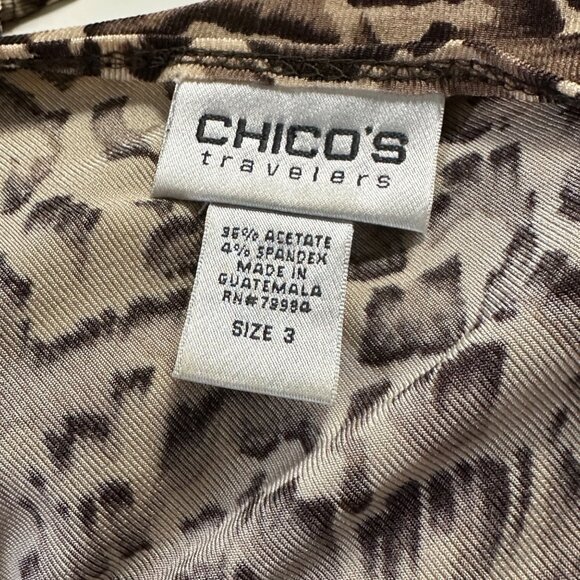 Chico’s Travelers sz 3(XL/16) brown animal print long sleeve asymmetric hem top - Picture 4 of 6